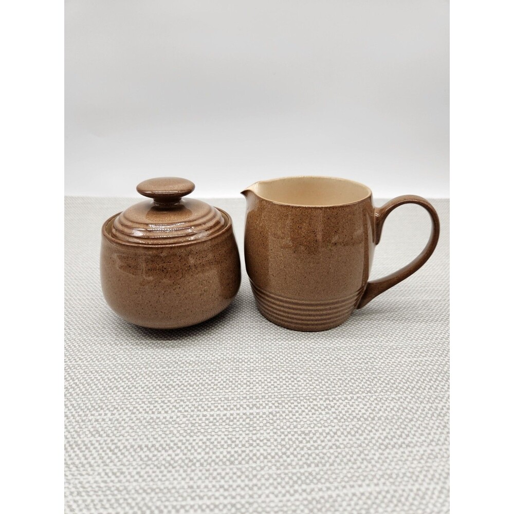 Denby Langley Greystone Brown Sugar Bowl And Creamer Jug Set Discontinued